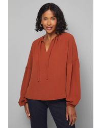 Wallis - Woven Tie Front Balloon Sleeve Blouse - Lyst
