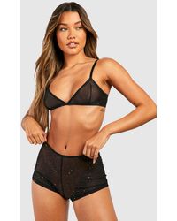 Boohoo - Sparkle Hot Pant And Bralet Lingerie Set - Lyst
