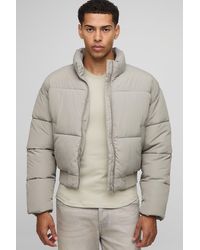 BoohooMAN - Boxy Funnel Neck Bomber Hem Puffer Jacket - Lyst