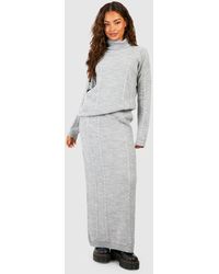 Boohoo - Cable Roll Neck Sweater And Maxi Skirt Knitted Co-ord - Lyst