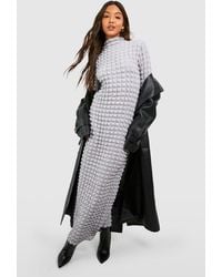 Boohoo - Bubble Textured Roll Neck Maxi Dress - Lyst
