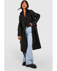 Boohoo - Double Breast Belted Trench Coat - Lyst