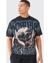 BoohooMAN - Oversized Skull Over Seams Graphic T-shirt - Lyst