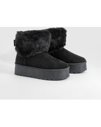 Boohoo - Fur Lined Platform Cozy Boots - Lyst