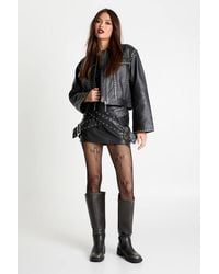 Boohoo - Halloween Cross Detail Fishnet Tights - Lyst