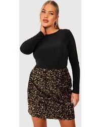 Boohoo - Plus Velvet Sequin Mini Skirt - Lyst