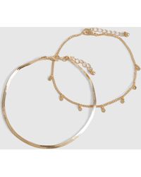 Boohoo - 2 Pack Gold Chain Anklet - Lyst