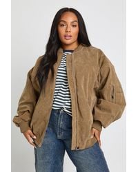Boohoo - Plus Vintage Suede Look Oversized Bomber Jacket - Lyst