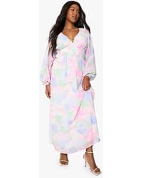 Boohoo - Plus Floral Chiffon Ruffle Volume Sleeve Maxi Dress - Lyst