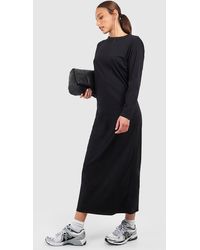 Boohoo - Tall Cotton Longsleeve T-shirt Column Midaxi Dress - Lyst