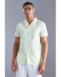 BoohooMAN - Short Sleeve Regular Linen Look Shirt - Lyst