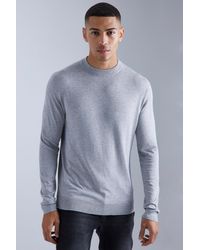 BoohooMAN - Muscle Fit Ribbed Extended Neck Jumper - Lyst