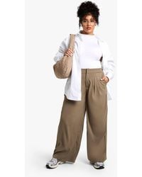 Boohoo - Plus Pleat Front Elasticated Back Trouser - Lyst