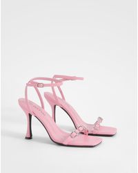 Boohoo - Square Toe Mini Buckle Barely There - Lyst