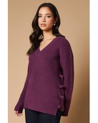 Oasis - Bow Side V Neck Sweater - Lyst