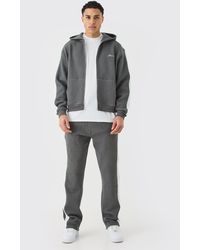 BoohooMAN - Oversized Boxy Quilted Embroided Hooded Short Tracksuit - Lyst