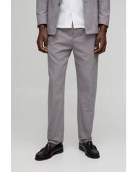 Boohoo - Slim Fit Elasticated Waist Linen Blend Look Trouser - Lyst