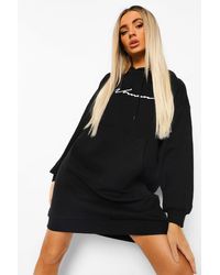 Boohoo Vestido Con Capucha Con Capucha Y Bordados Woman - Negro