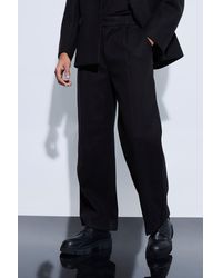 BoohooMAN - Melton Wool Wide Fit Tailored Trousers - Lyst