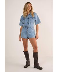 Nasty Gal - Denim Button Through Romper - Lyst