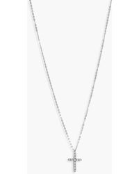 Boohoo Diamante Cross Pendant Necklace - Grey