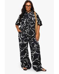 Boohoo - Plus Abstract Floral Textured Pants - Lyst