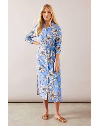 Wallis - Floral Button Through Belted Shirt Dress - Lyst