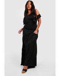 Boohoo - Plus Jersey Knit Off The Shoulder Tiered Maxi Dress - Lyst