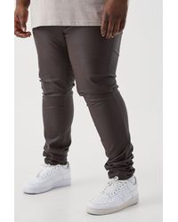BoohooMAN - Plus Skinny Stacked Coated Twill Trouser - Lyst