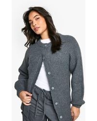 Boohoo - Plus Knitted Oversized Boxy Button Front Cardigan - Lyst