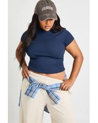 Boohoo - Plus Basic Rib Short Sleeve Fitted Top - Lyst
