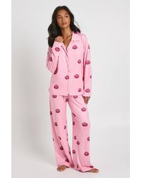 Boohoo - Petite Halloween Pumpkin Print Long Sleeve Shirt & Pants Pyjama Set - Lyst