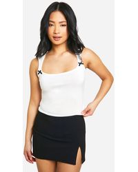 Boohoo - Petite Bow Detail Top - Lyst