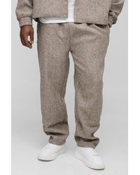BoohooMAN - Plus Straight Leg Boucle Elasticated Waist Trousers - Lyst