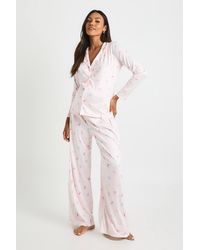 Boohoo - Maternity Bow Print Shirt & Trouser Pj Set - Lyst