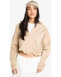 Boohoo - Washed Bomber Jacket - Lyst