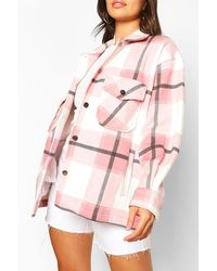 Boohoo Petite Flannel Shirt Jacket - Purple