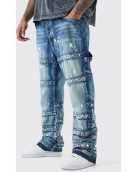 Boohoo - Plus Slim Rigid Flare Embellished Strap Detail Jeans - Lyst