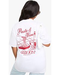 Boohoo - Plus Pasta And Wine Oversized T-Shirt - Lyst