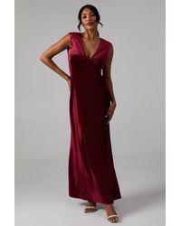 Oasis - Velvet Open Back Detail Maxi Bridesmaid Dress - Lyst
