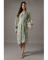 Coast - Tie Front Wrap Jacquard Dress - Lyst