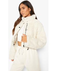 crop fleece oversized puffer jacket