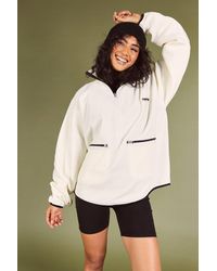 Boohoo - Polar Fleece Contrast Half Zip Oversized Sweatshirt - Lyst