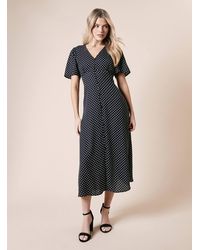 Dorothy Perkins - Spot Button Through Flutter Sleeve Midi Dress - Lyst