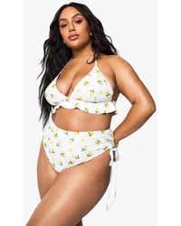 Boohoo - Plus Lemon Print High Waist Bikini Brief - Lyst
