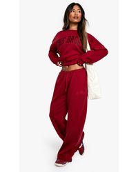 Boohoo - The Bronx Applique Mid Rise Straight Leg Jogger - Lyst