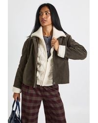 Boohoo - Faux Suede Collared Jacket - Lyst