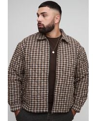 BoohooMAN - Plus kariertes Bouclee-Overshirt mit Reißverschluss - Lyst
