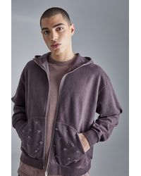 Boohoo - Oversized Boxy Distressed Washed Hoodie - Lyst