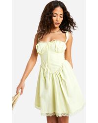 Boohoo - Petite Cotton Strappy Milkmaid Mini Dress - Lyst